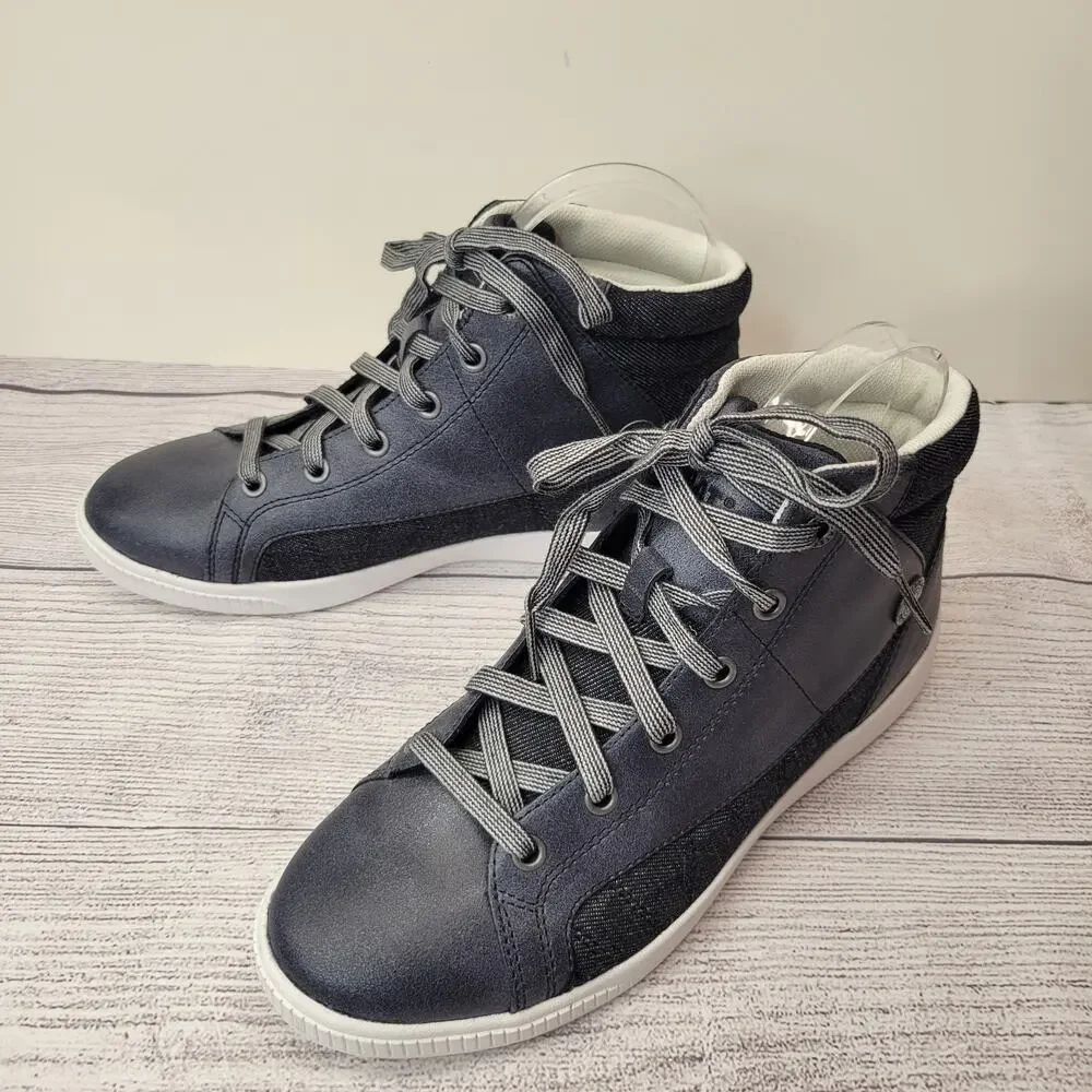 CAT Betamax Black Silver High Top Lace Up Sneaker, EUC, 7